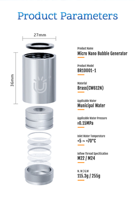高精度ナノバブル発生器（蛇口用） 工具不要で取り付け可能 高い残留物除去効果 節水