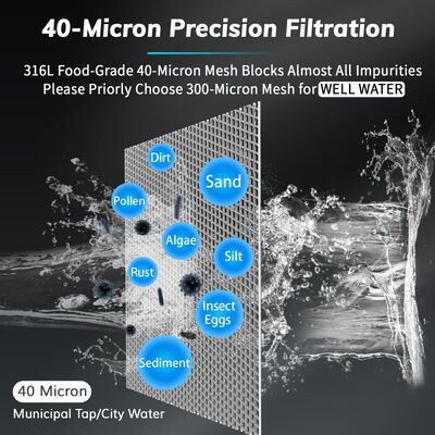 第4世代 マニュアル用全屋用水前フィルター 40 μm フィルタリング精度と再利用可能なメッシュフィルタリング