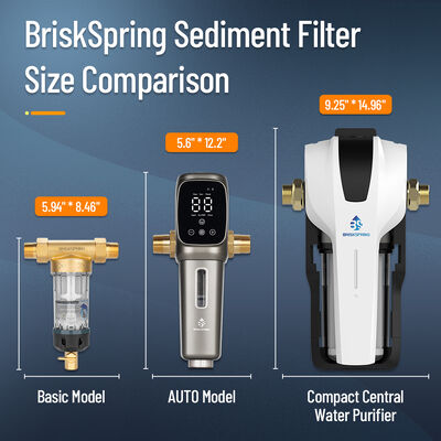 BRISKSPRING スマートフィルターの寿命指標,PP+炭素複合カートリッジ,15L/minの流量率のコンパクト中央水浄機